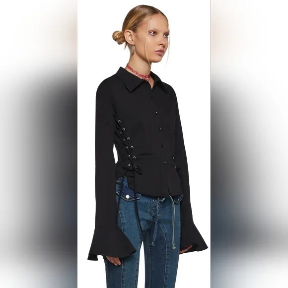 NWT Delias x Dolls Kill Rare Moment Black Collard Top - Picture 5 of 5